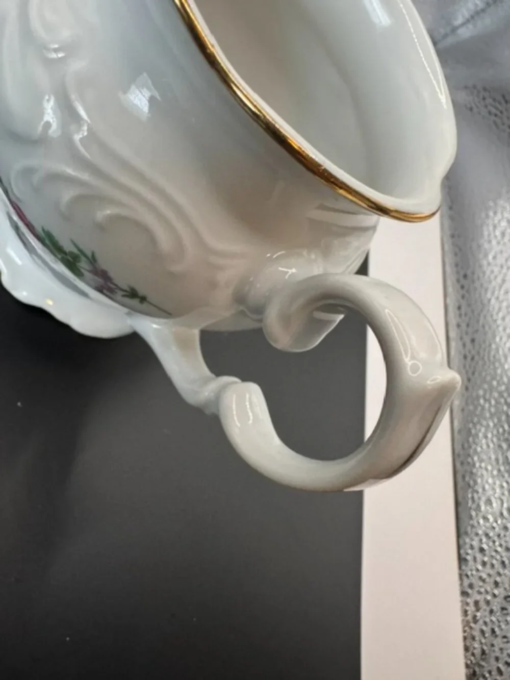 Royal Kent Poland Porcelain Floral Creamer Gold Trim Decorative Glossy